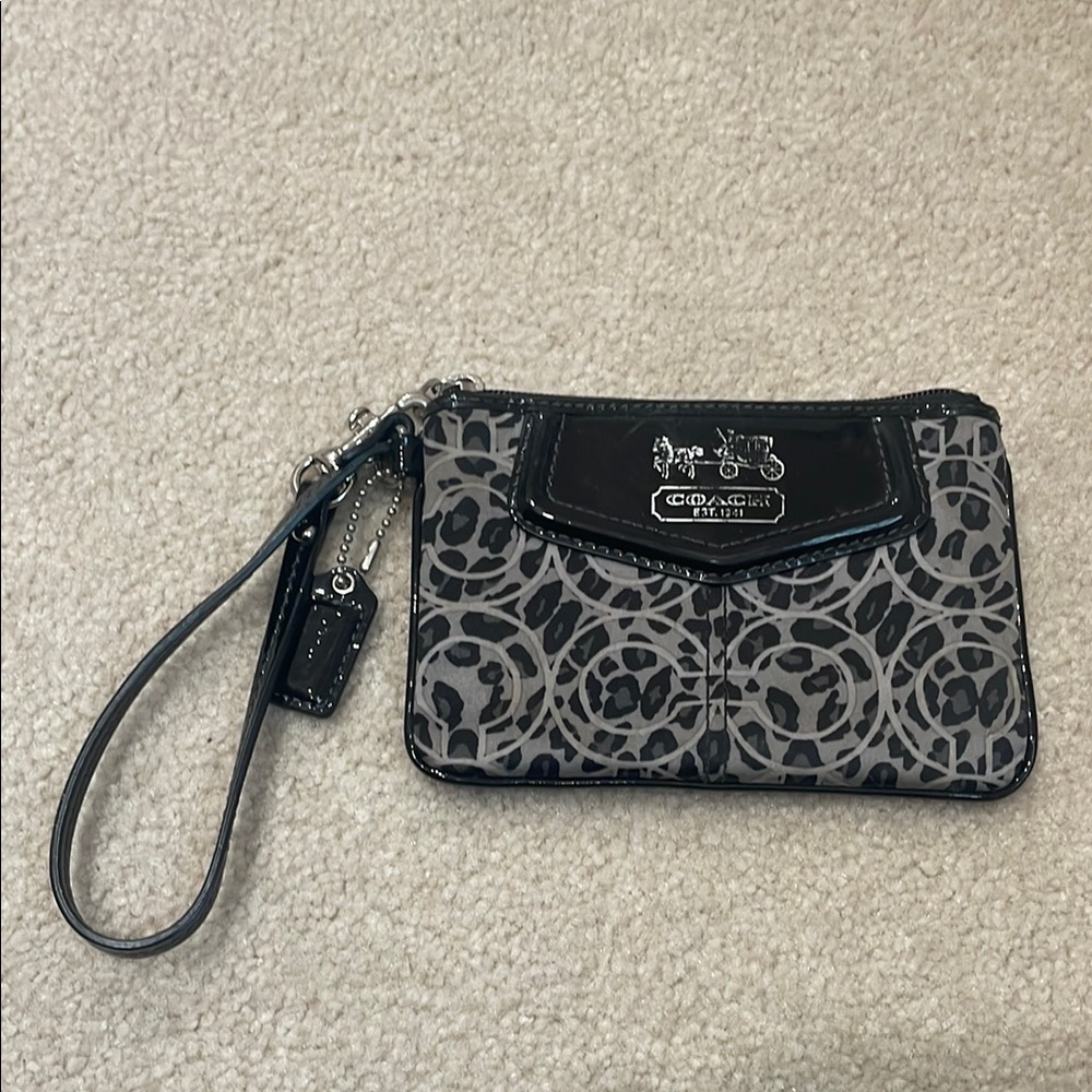 Coach Black and Gray Patterned Wristlet